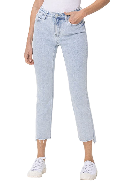 Kvinders Høj Talje Straight Jeans Lys Denim 0