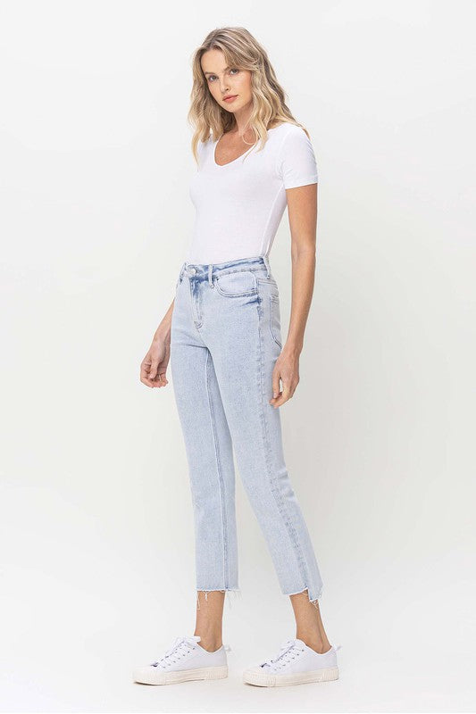 Kvinders Høj Talje Straight Jeans Lys Denim 2