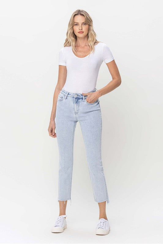 Kvinders Høj Talje Straight Jeans Lys Denim 3