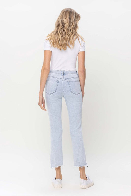 Kvinders Høj Talje Straight Jeans Lys Denim 4
