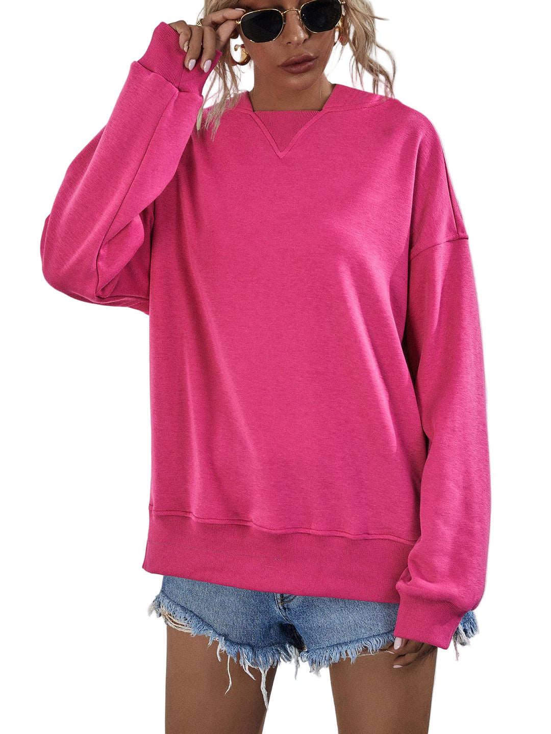 Kvinders Hoodie med Droppede Skuldre og Slids 0