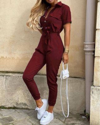 Kvinders Jumpsuit Med Knapper Retro Stil 7