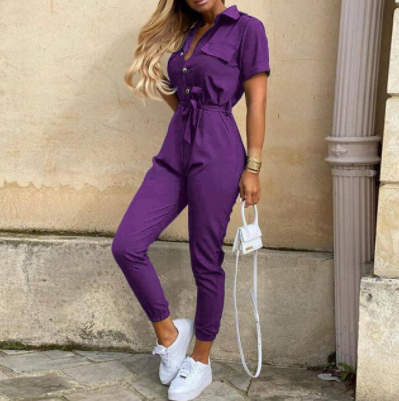 Kvinders Jumpsuit Med Knapper Retro Stil 9