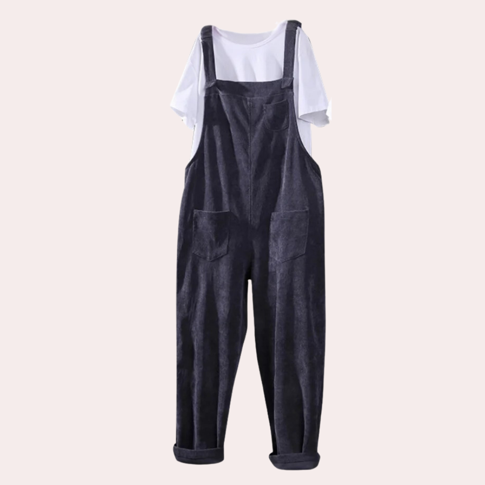 Kvinders Jumpsuit i Fløjl med Løs Pasform 1