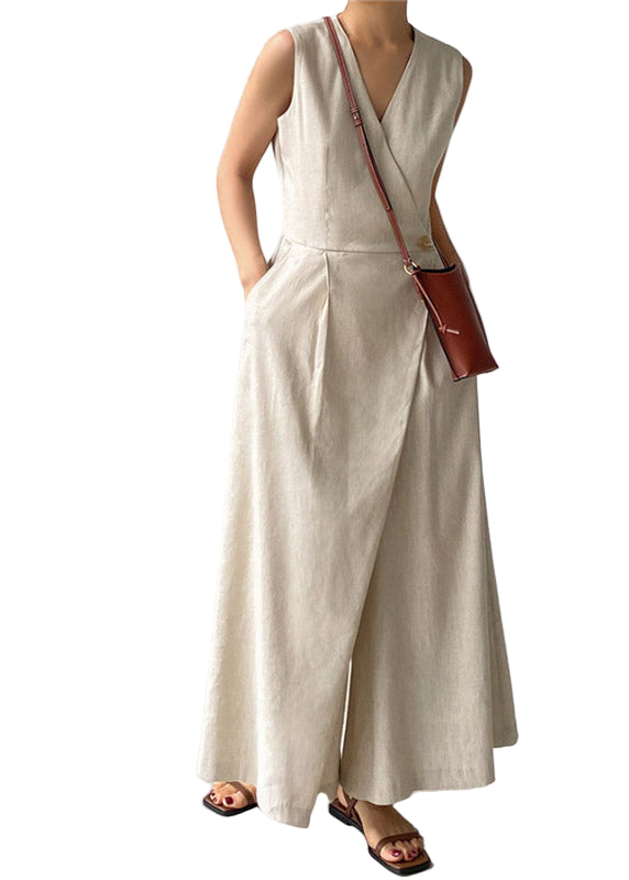 Kvinders Jumpsuit med V-hals og Knaplommer 0
