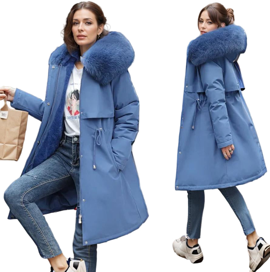 Kvinders Kilejakke med Faux Fur Hætte 0