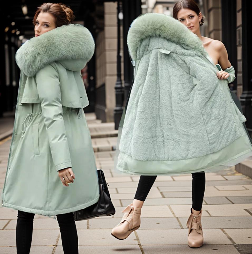 Kvinders Kilejakke med Faux Fur Hætte 3