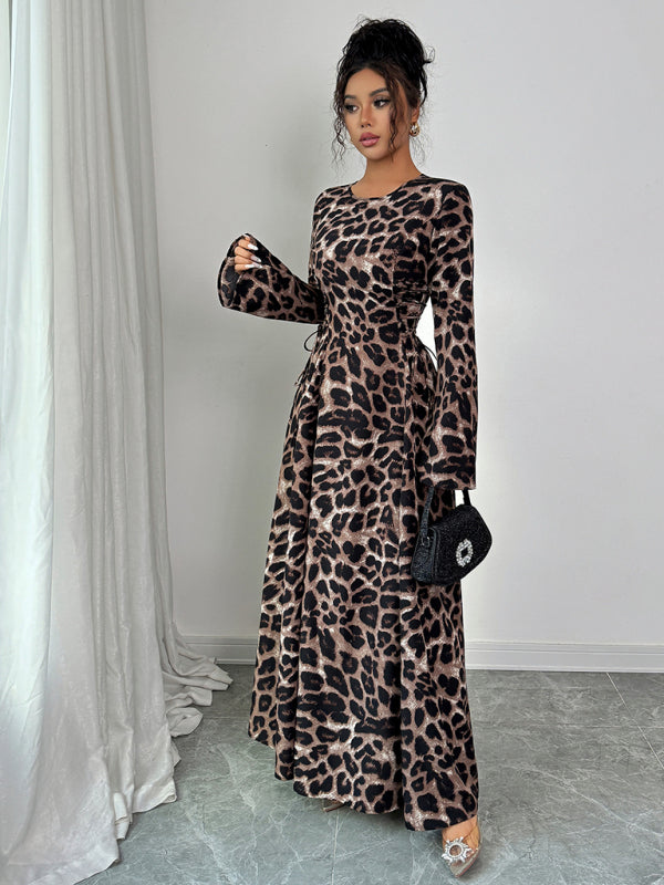 Kvinders Kjole Langærmet Leopardprint Polyester Afslappet 2