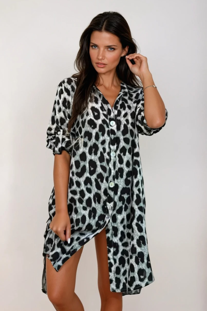 Kvinders Kjole Leopardprint Elegant Løs Blødt Stof 2