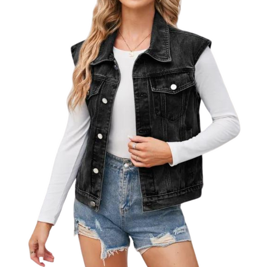Kvinders Klassiske Denim Vest 0