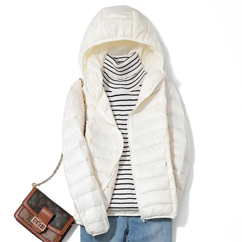 Kvinders Kort Pufferjakke Ultralight Casual Trendy 6