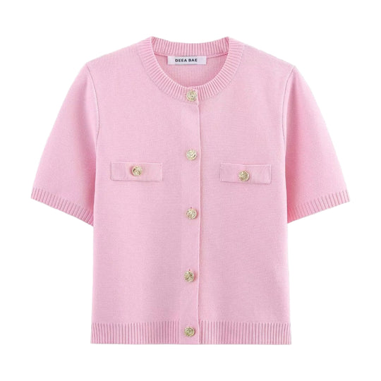 Kvinders Kortærmet Cardigan Med Knap Front 0