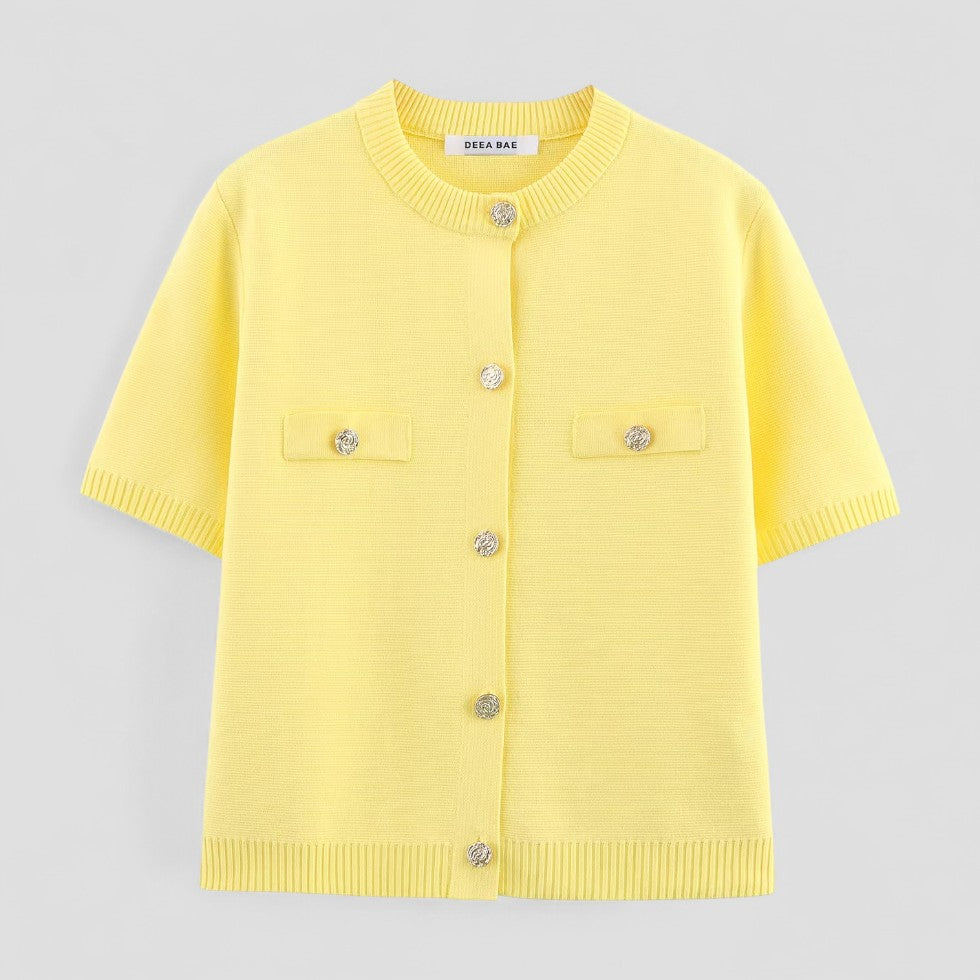 Kvinders Kortærmet Cardigan Med Knap Front 1