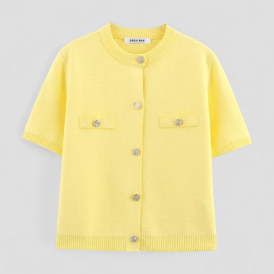 Kvinders Kortærmet Cardigan Med Knap Front 1