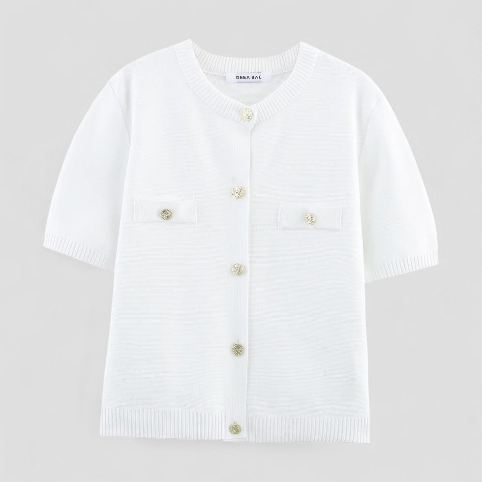 Kvinders Kortærmet Cardigan Med Knap Front 2