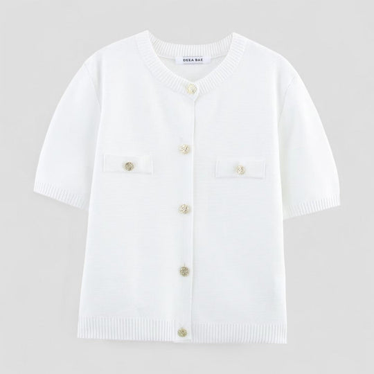 Kvinders Kortærmet Cardigan Med Knap Front 2