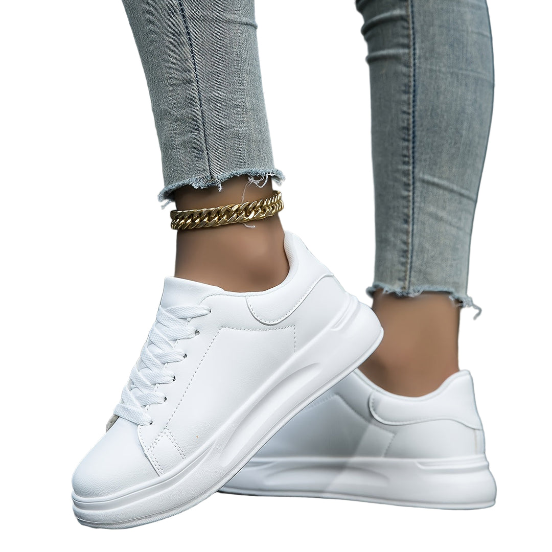 Kvinders Lædersneakers Minimalistisk Casual Sko 0