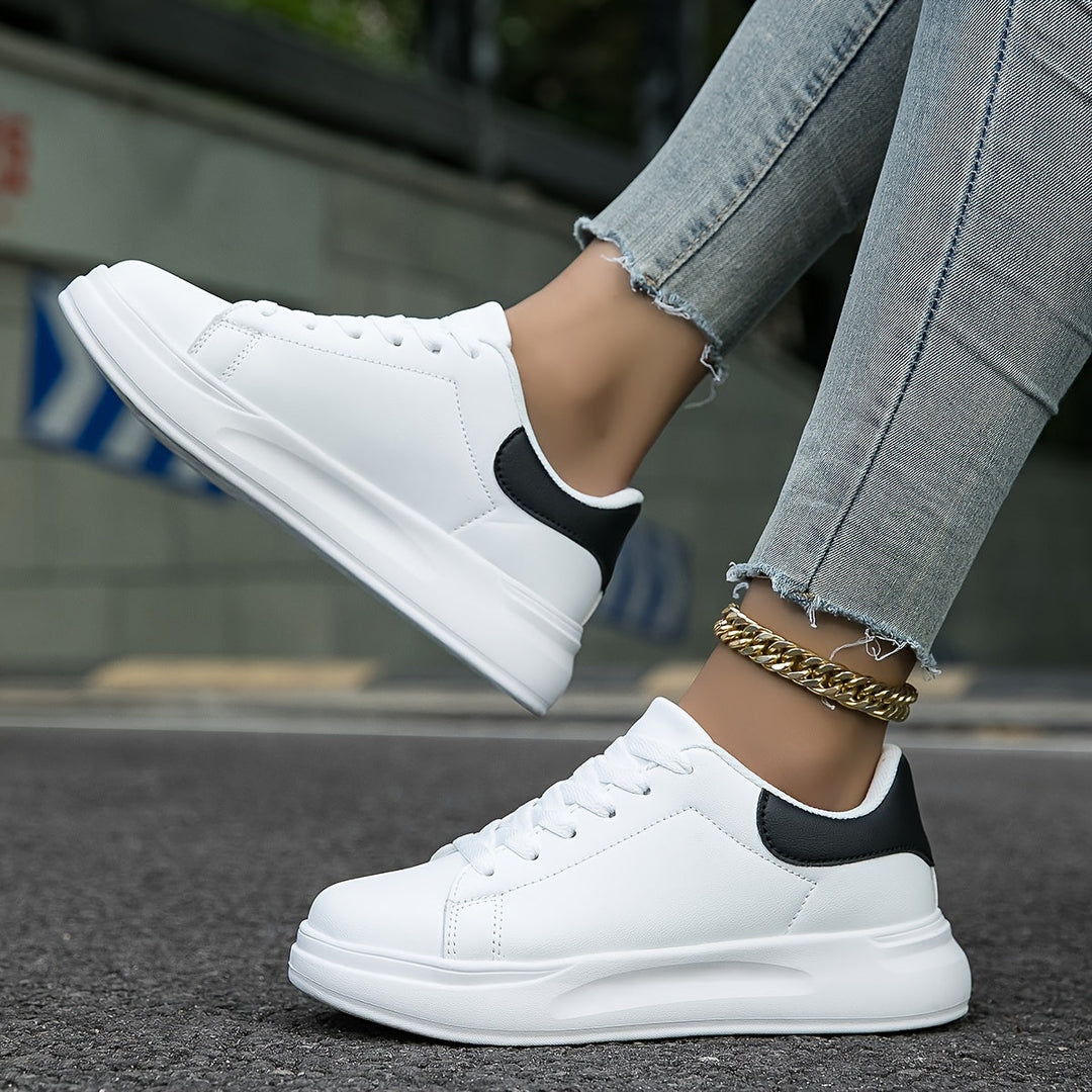 Kvinders Lædersneakers Minimalistisk Casual Sko 1