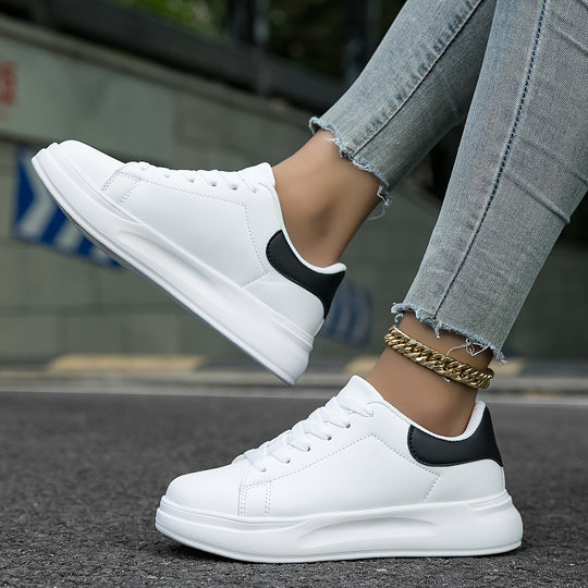 Kvinders Lædersneakers Minimalistisk Casual Sko 1