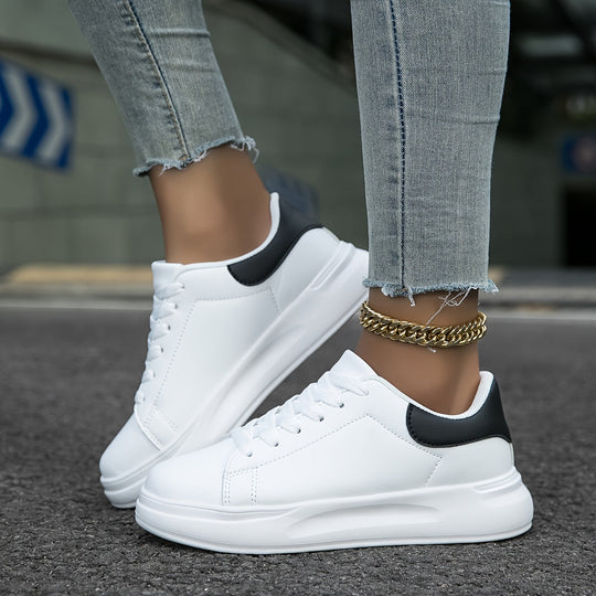Kvinders Lædersneakers Minimalistisk Casual Sko 5