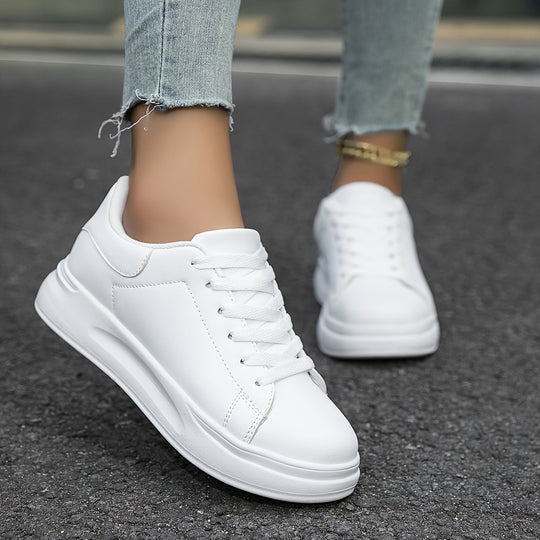 Kvinders Lædersneakers Minimalistisk Casual Sko 7