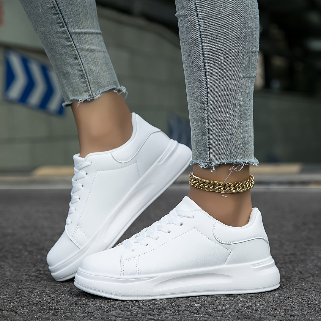 Kvinders Lædersneakers Minimalistisk Casual Sko 8
