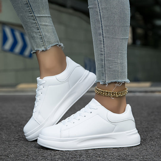 Kvinders Lædersneakers Minimalistisk Casual Sko 8