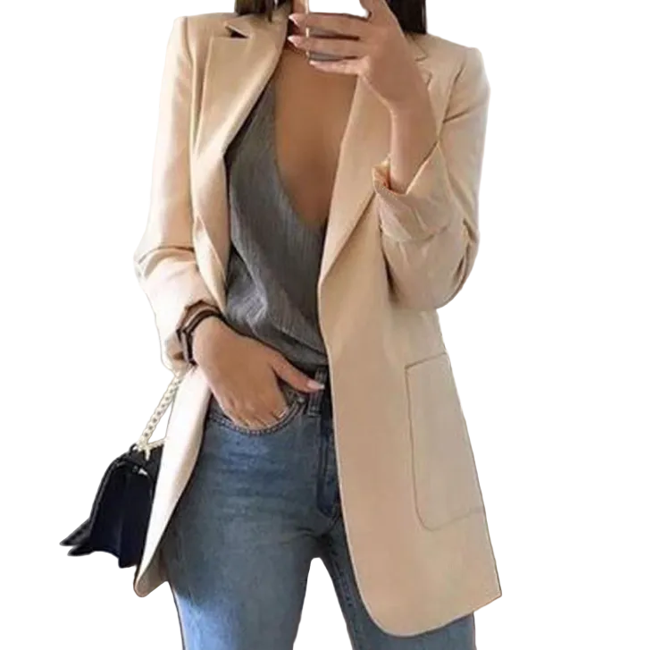Kvinders Lang Blazerfrakke Trendy 0