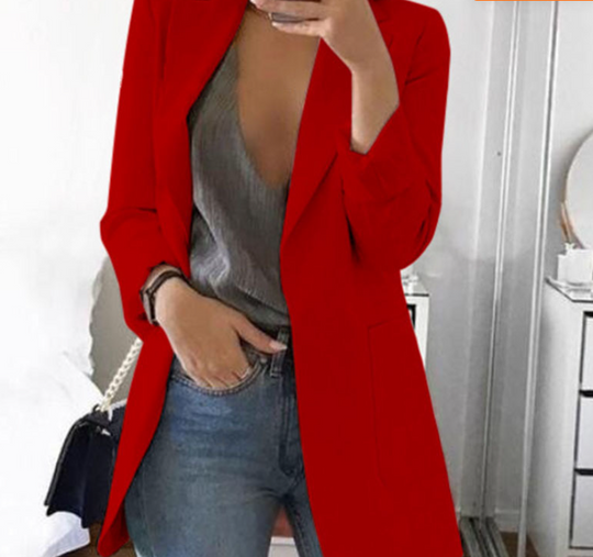 Kvinders Lang Blazerfrakke Trendy 2