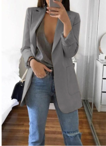 Kvinders Lang Blazerfrakke Trendy 3