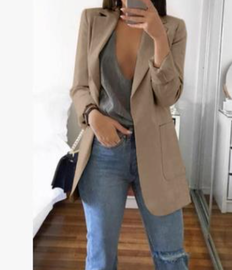 Kvinders Lang Blazerfrakke Trendy 5