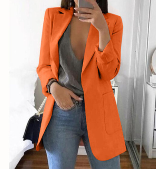 Kvinders Lang Blazerfrakke Trendy 6