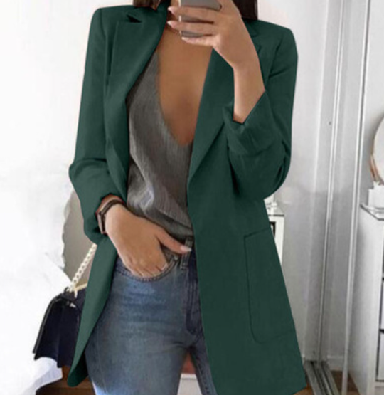 Kvinders Lang Blazerfrakke Trendy 7