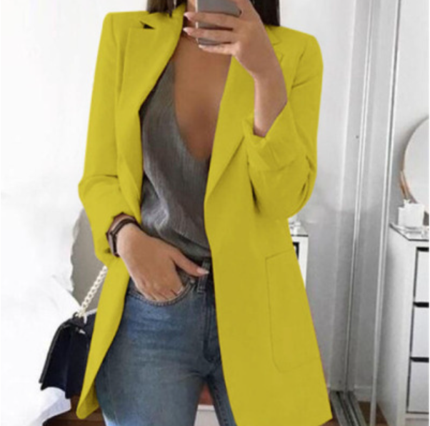 Kvinders Lang Blazerfrakke Trendy 8