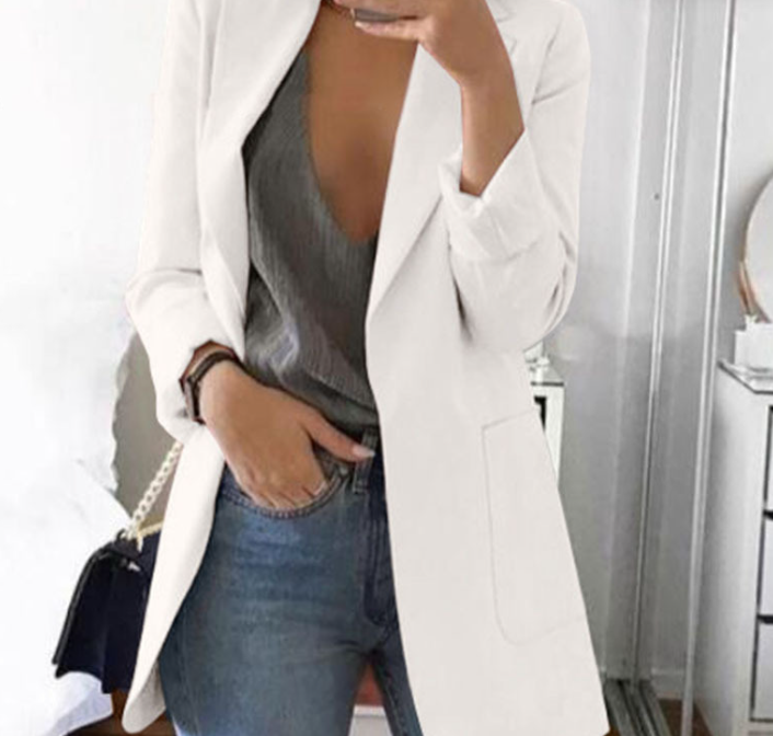 Kvinders Lang Blazerfrakke Trendy 9