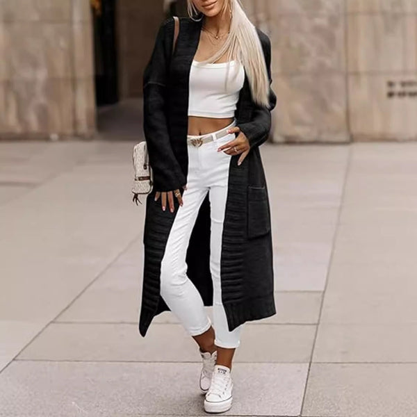 Kvinders Lang Cardigan Blød Strik Oversized Fit 2