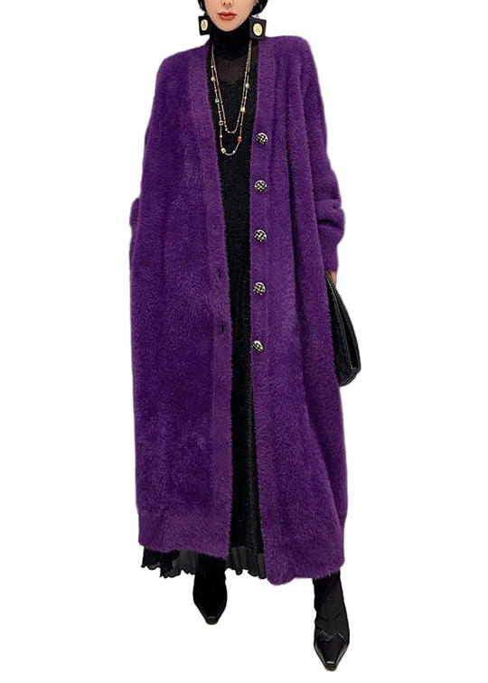 Kvinders Lang Cardigan med V-hals 0