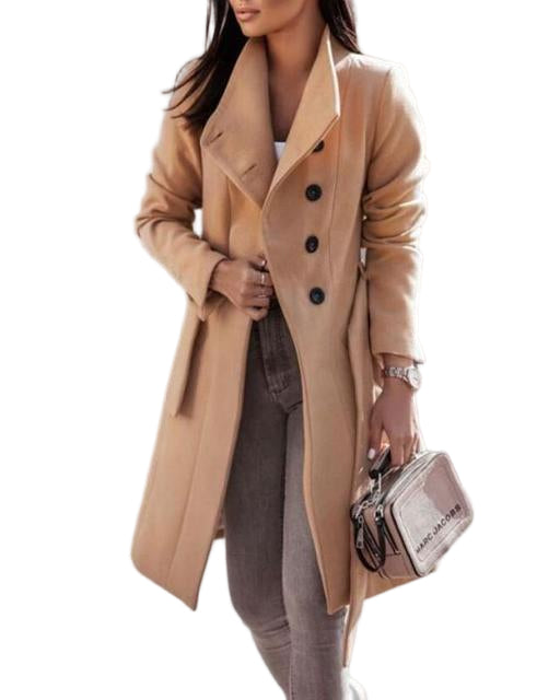 Kvinders Lang Frakke Skræddersyet Pasform med Dobbelte Knaplukninger 0