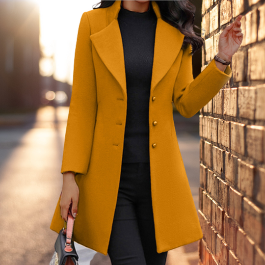 Kvinders Lang Frakke Skræddersyet Uldblanding 1