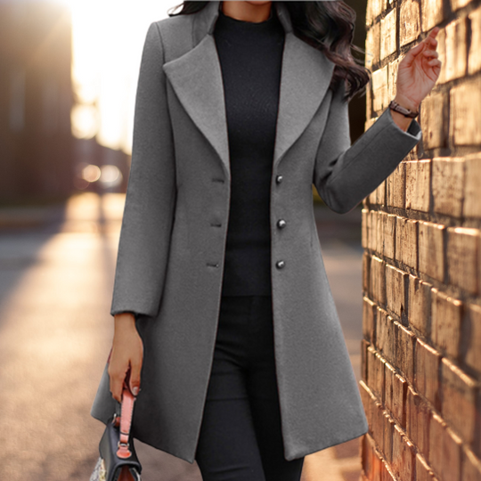 Kvinders Lang Frakke Skræddersyet Uldblanding 2