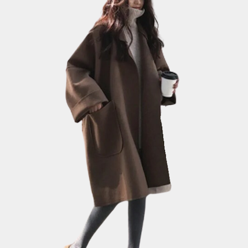 Kvinders Lang Frakke med Vintage Stil 1