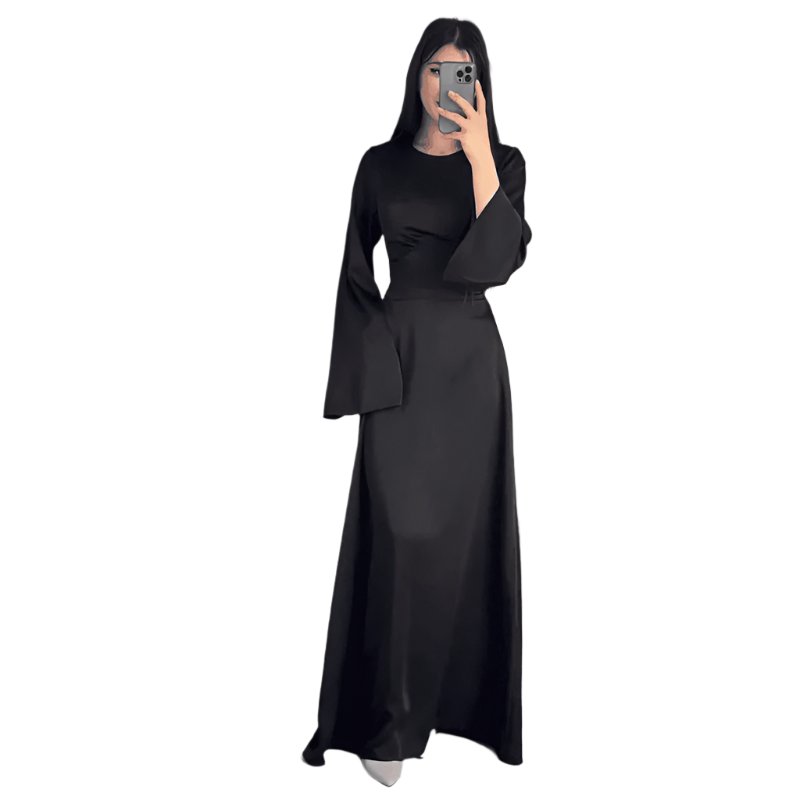 Kvinders Lang Satin Kjole Elegant Design 0