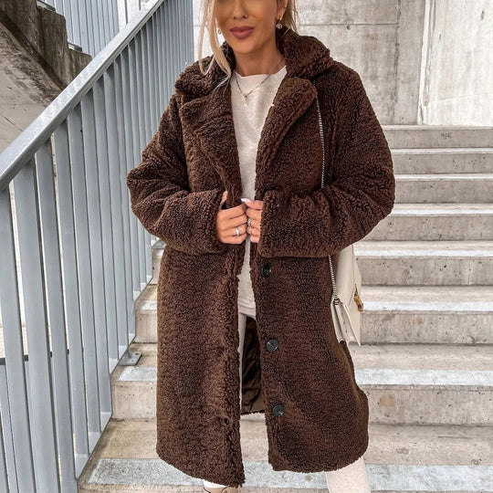 Kvinders Lang Teddy Frakke – Oversized Pasform – Faux Shearling 3