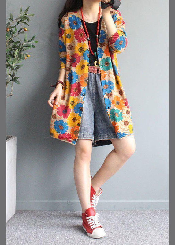 Kvinders Langærmet Cardigan med V-hals og Print 2