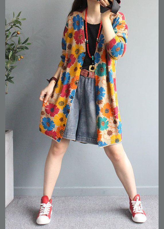 Kvinders Langærmet Cardigan med V-hals og Print 3