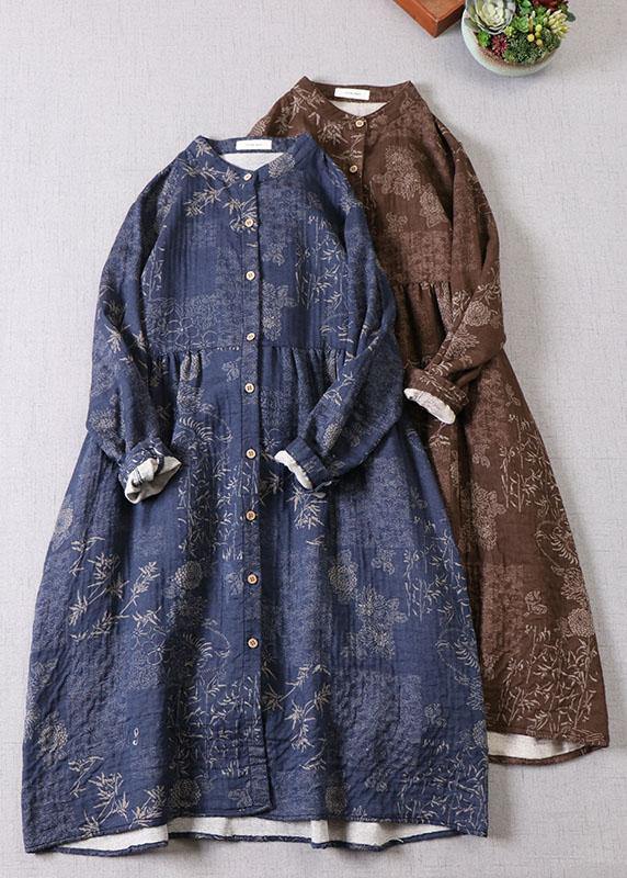 Kvinders Langærmet Kjole med Lommer og Patchwork Design 0