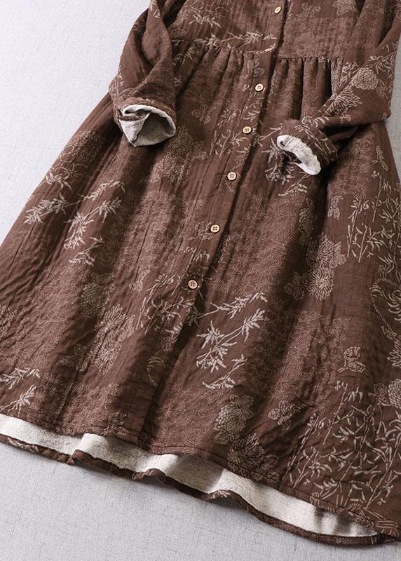 Kvinders Langærmet Kjole med Lommer og Patchwork Design 2