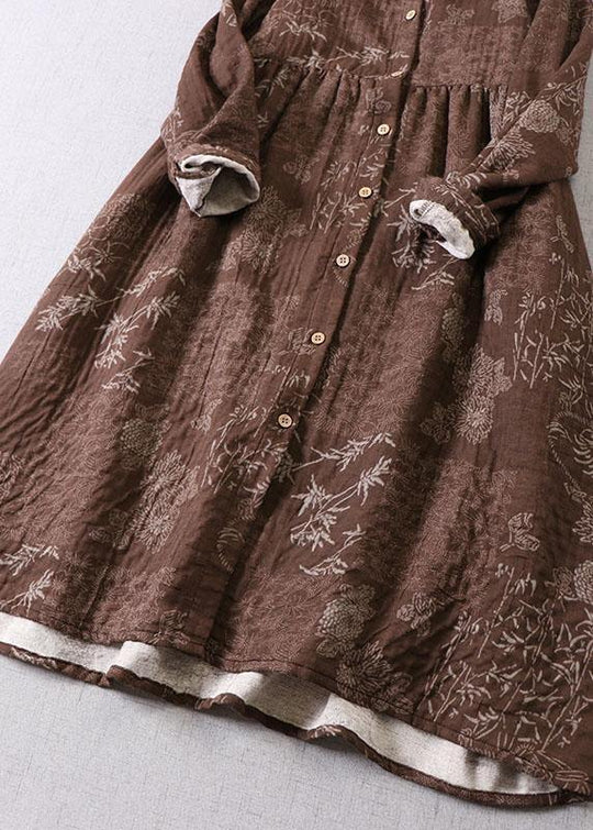 Kvinders Langærmet Kjole med Lommer og Patchwork Design 2