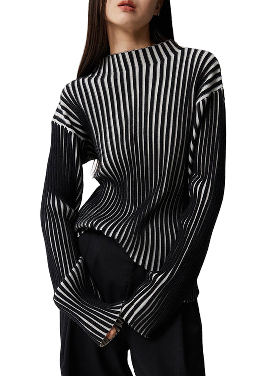 Kvinders Langærmet Top med Fransk Stribet Design 0