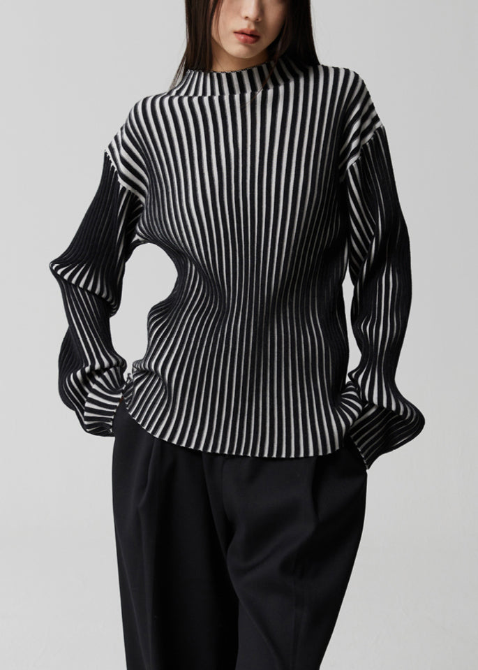 Kvinders Langærmet Top med Fransk Stribet Design 1